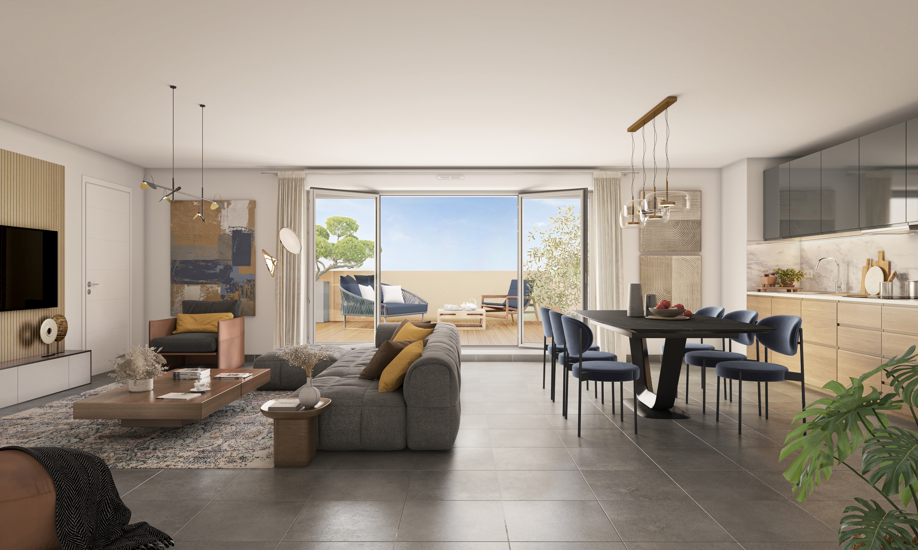 Intérieur lumineux d'un appartement T4 Révélation